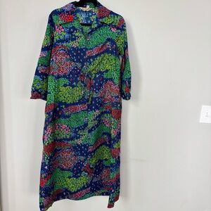 Lord & Taylor Nite Owls Vintage Floral House Coat or Dress Size L